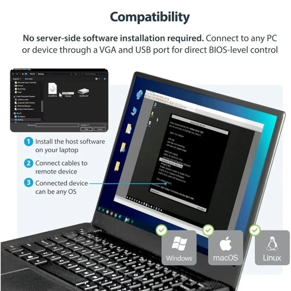 StarTech KVM to USB 2.0 Laptop Crash Cart Adapter NOTECONS01 Portable IT Console